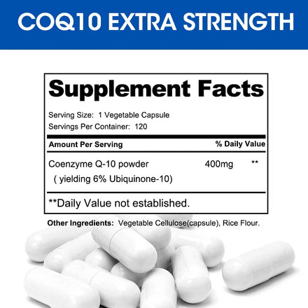 Balincer Coenzyme Q10-400mg - Supports energy production, core and circulatory health - immune support, non-GMO