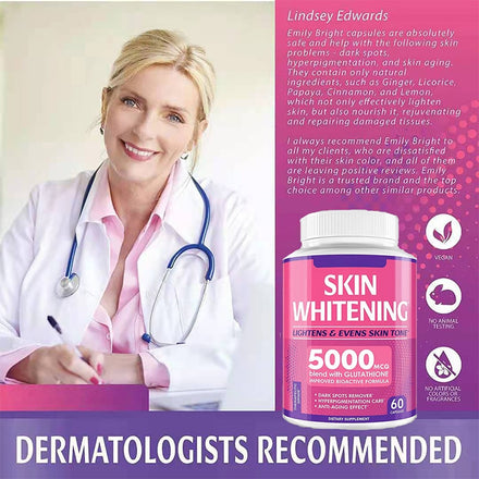 Natural Whitening Effect On Skin, Collagen, Glutathion, Vitamin C, Face, Melanin And Anti-continuity.