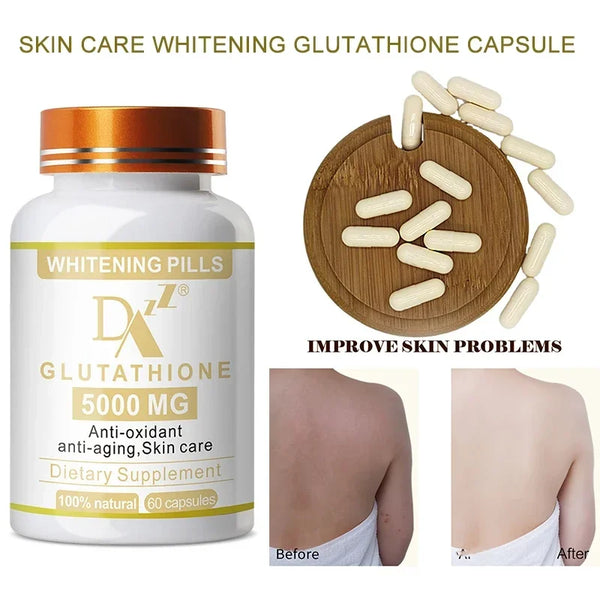 5000 mg Glutathione Capsules Whitening Anti-Wrinkle Anti-Skin Aging Blackhead Removal Anti-Oxidative Stress Dietary Supplement in Pakistan in Pakistan