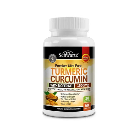 Curcumin with BioPerine 1500mg | Turmeric Capsules with Black Pepper, Joint Health Dietary Supplement Vegetarian
