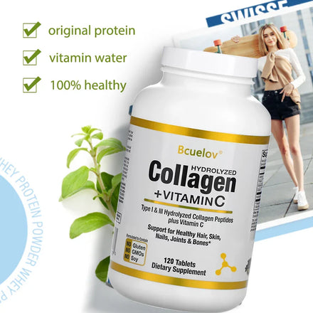 bcuelov Hydrolyzed Collagen Peptides - Nutritional Supplement for Healthy Hair, Skin and Nails