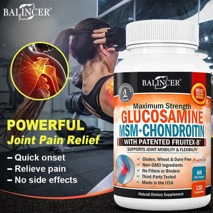 Glucosamine MSM Chondroitin Curcumin - Helps Support Sciatic Nerve Care and Joint Health - for Men & Women - Vegetarian Capsules