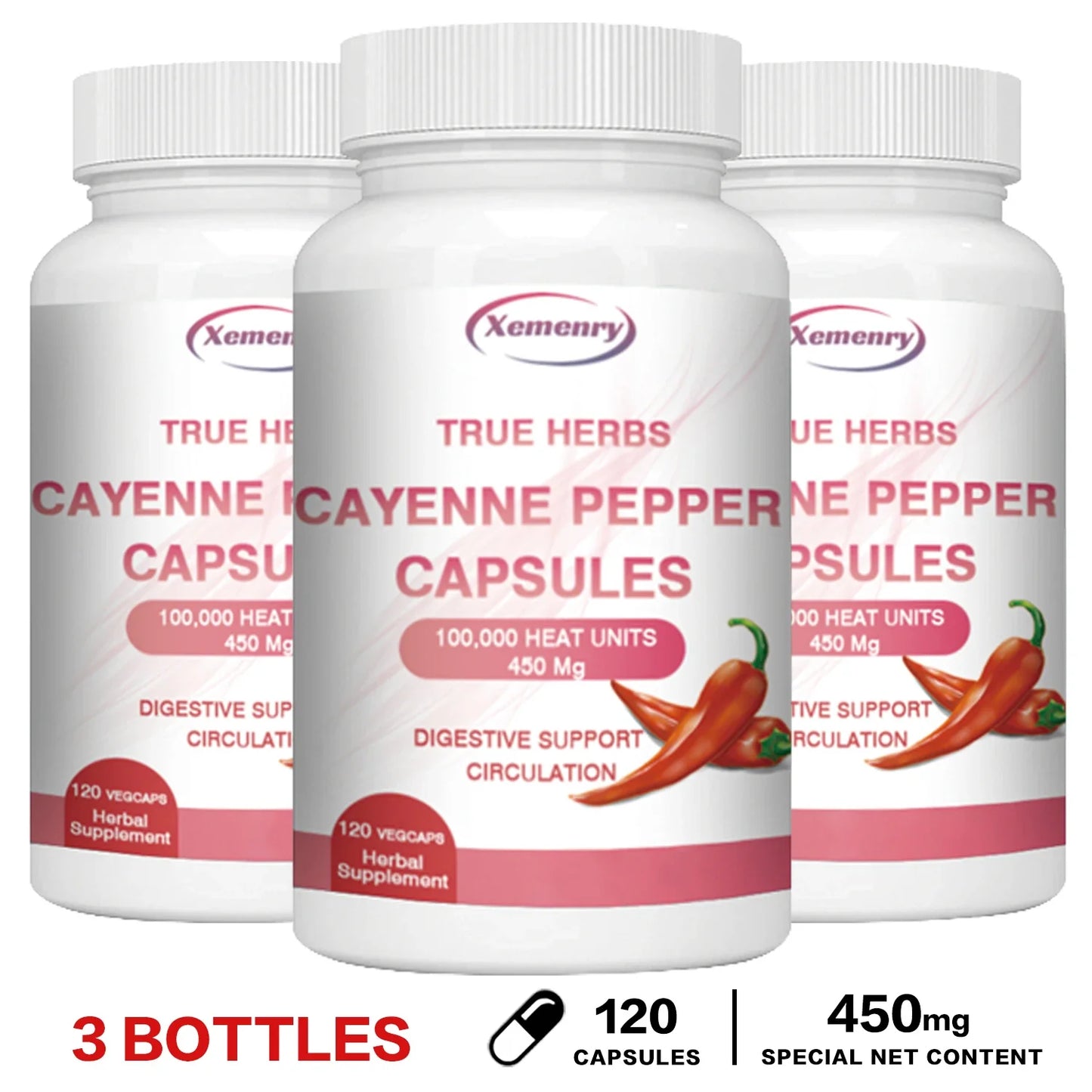 Cayenne Pepper Capsules 750mg - Supports Cardiovascular Health, Promotes Blood Circulation, and Digestive Health