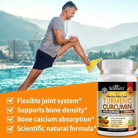 Curcumin with BioPerine 1500mg | Turmeric Capsules with Black Pepper, Joint Health Dietary Supplement Vegetarian