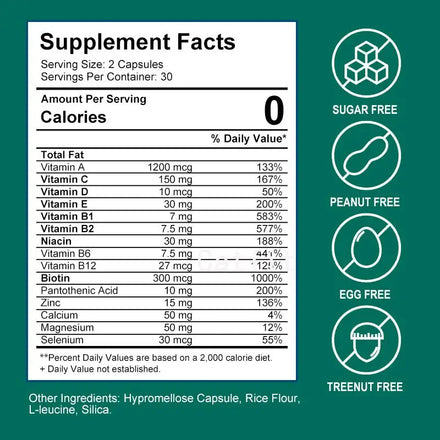 Catfit MultiVitamin & Minerals Capsule Anti-alopecia Skin Repair liver Health & Energy Care Improve anemia Health supplements