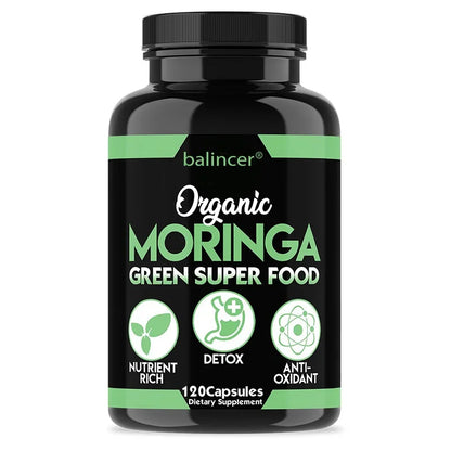 Moringa Capsules - Helps with Healthy Circulation of The Eyes, Brain and Digestive System, Fights Fatigue, and Improves Immunity