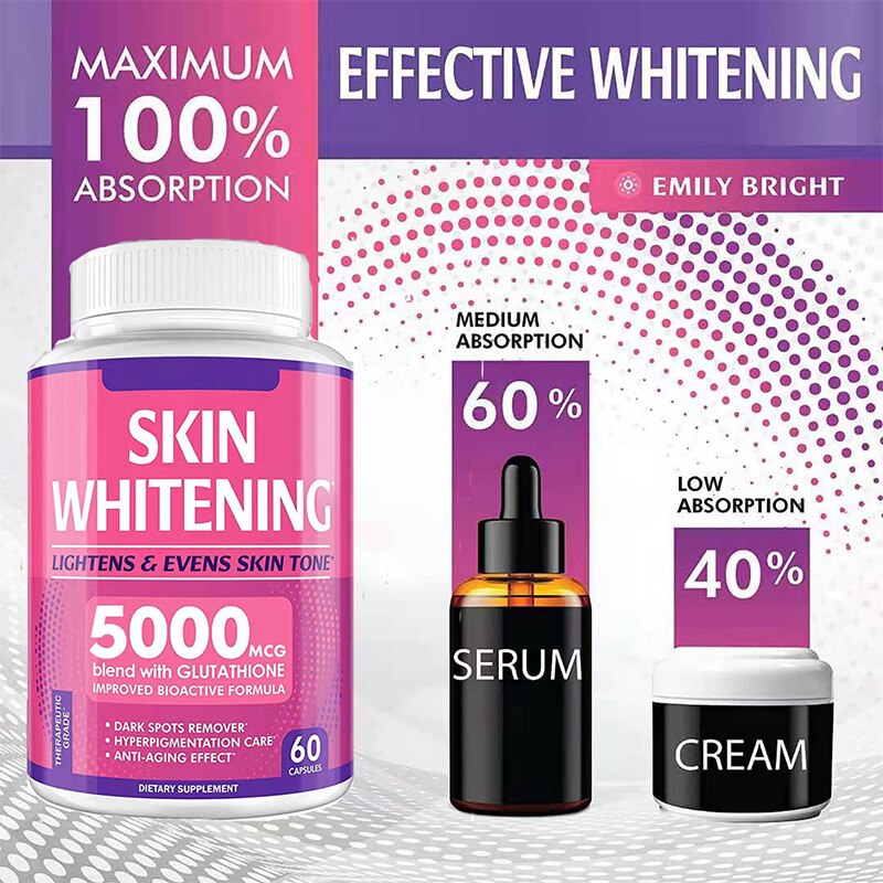 Skin Whitening Effect Whitening Sets Glutathione+alpha-Lipoic Acid+Vitamin C Natural Skin Face Body Reducing Melanin