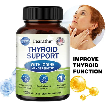 Maximum Strength Iodine Capsules - Thyroid Support Supplement, Helps Metabolism, For Thyroid Function and Health