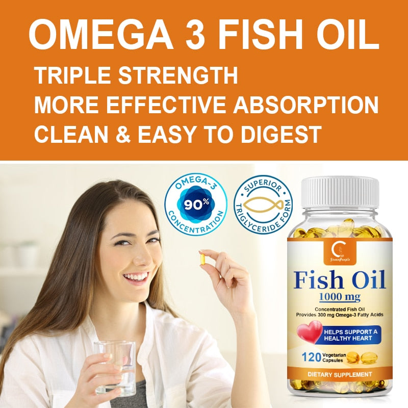 Greenpeople Omega 3 Fish Oil Capsules EPA DHA for Joint Skin Eye Heart Bone Healthy Detox Weight Loss Slimming Diet Supplement