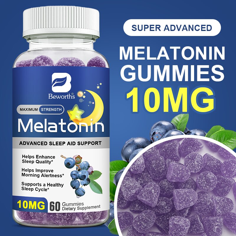 BEWORTHS Melatonin 10mg Gummies Anxiety Stress Relief Help Deep Sleep Save Insomnia Supplements Melatonin Healthy Sleep Tools