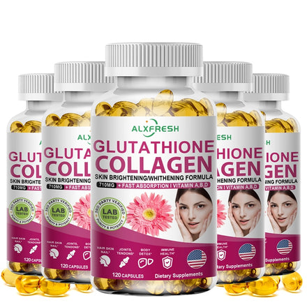 Alxfresh 5X Collagen & Glutathione Capsule Support Skin&Joint& Hair Nails Health Anti-aging Nutritional Supplement