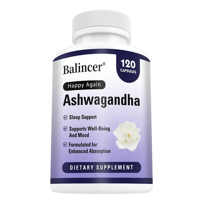 Ashwagandha + Black Pepper Extract Capsules - Helps Mood Reduce Anxiety and Stress,  Improving Sleep, Brain Health Supplement