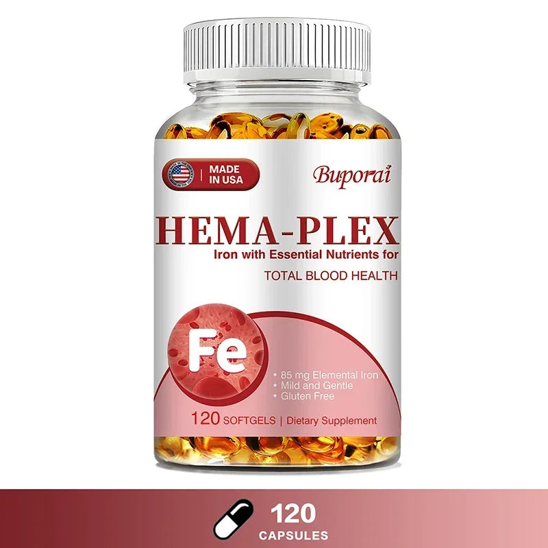 Hema-Plex Iron - with 85 Mg Chelated Iron + Vitamin C & Bioflavonoids - Promotes Red Blood Cell Health, Immune Support