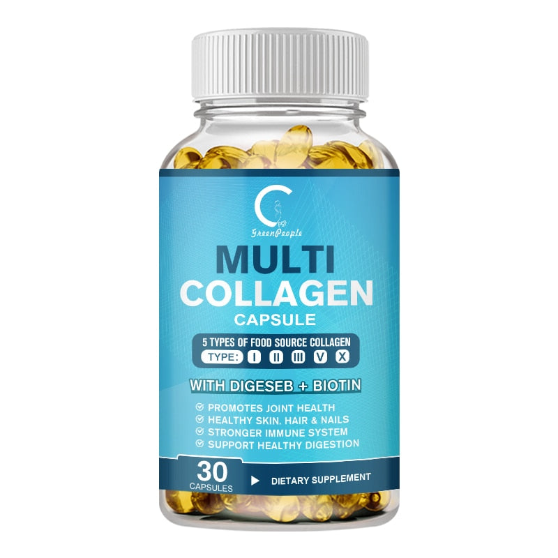 GreenPeople Multi Collagen Biotin Capsules Diet Supplement Supports Antioxidant Skin Beauty Health Hair Repair Free Shipping