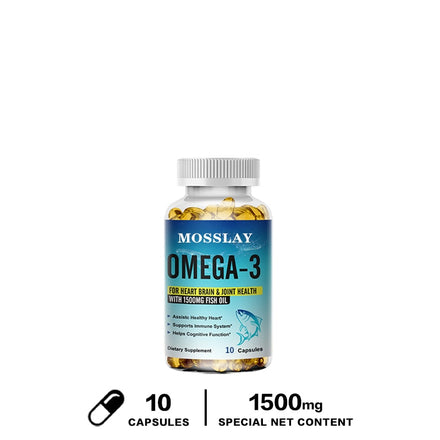 MOSSLAY Omega-3 S Fish Oil Dietary Supplement - Helps Support Brain and Heart Health, Including EPA & DHA - 1500 Mg Per Serving