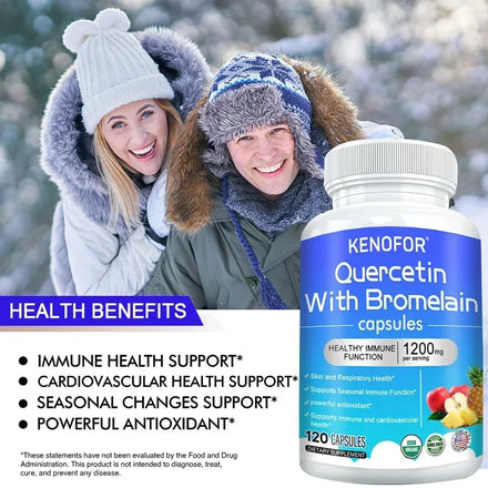 Quercetin 1200 mg with Bromelain and Zinc - Natural Immune Support Supplement, Antioxidant, Skin and Respiratory Health