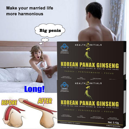 Natural Ginseng Extract Capsules Men's Strength and Mood Supplement Extended Size Male Care Extended Time