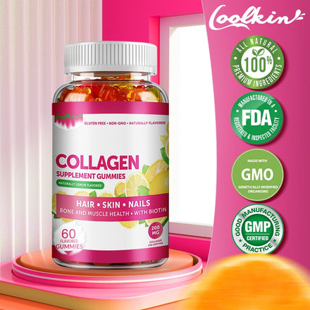 Collagen Gummies with Biotin Zinc Vitamins C & E - Collagen Supplement for Anti-Aging, Hair Growth, Skin Care & Nail Strength