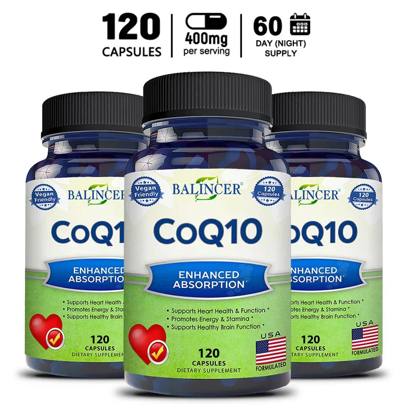Balincer Coenzyme Q10-400mg - Supports energy production, core and circulatory health - immune support, non-GMO