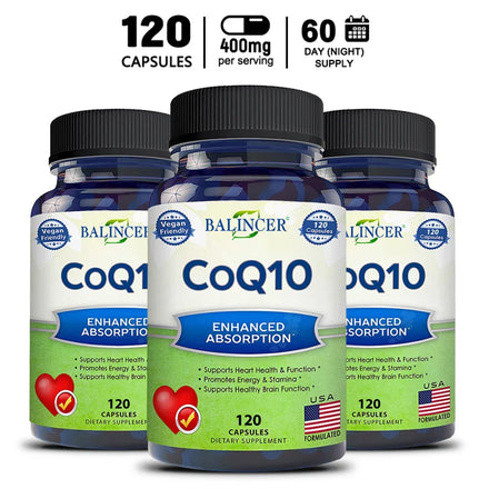 Balincer Coenzyme Q10-400mg - Supports energy production, core and circulatory health - immune support, non-GMO