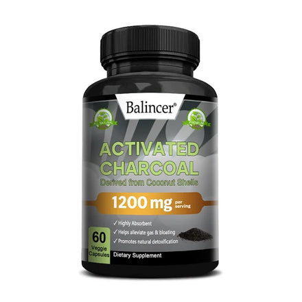 Balincer  Activated Charcoal Capsules - 1,200 Mg To Help Relieve Gas, Bloating and Naturally Detoxify
