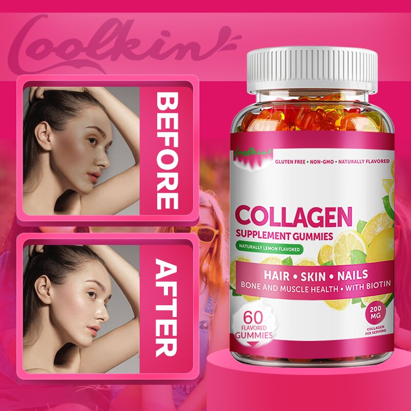 Collagen Gummies with Biotin Zinc Vitamins C & E - Collagen Supplement for Anti-Aging, Hair Growth, Skin Care & Nail Strength