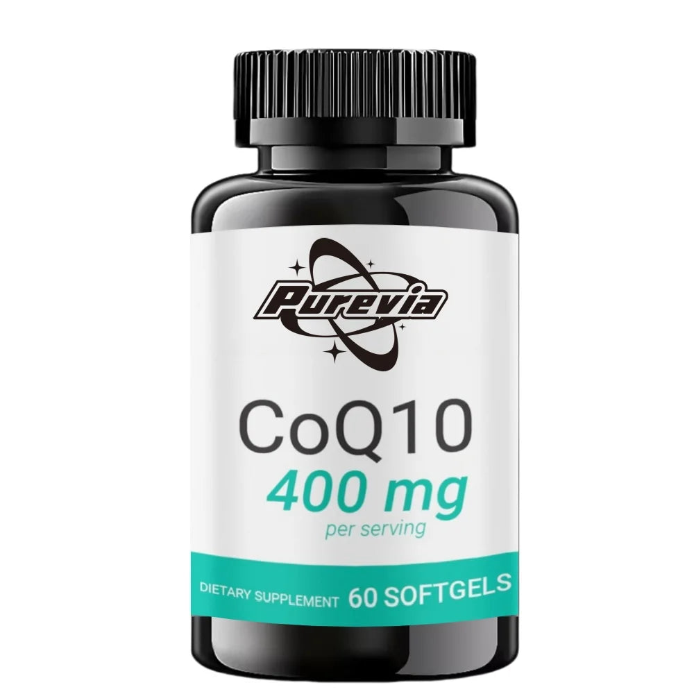 Purevia CoQ-10 Supplements 400 mg With Omega 3 Fatty Acids Vitamin E Ultra High Absorption Coq-120 Capsules