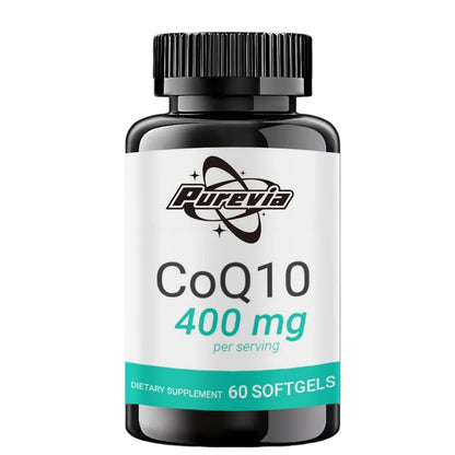 Purevia CoQ-10 Supplements 400 mg With Omega 3 Fatty Acids Vitamin E Ultra High Absorption Coq-120 Capsules