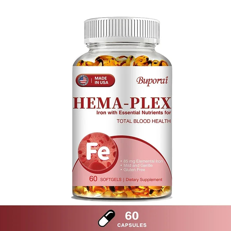 Hema-Plex Iron - with 85 Mg Chelated Iron + Vitamin C & Bioflavonoids - Promotes Red Blood Cell Health, Immune Support