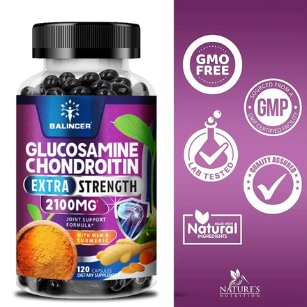 Chondroitin Turmeric MSM Glucosamine Triple Strength 2100 Mg for Hips, Knees, Joints & Back Comfort - Joint Supplements