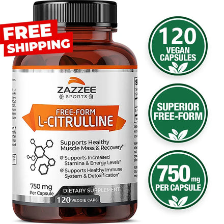 Supplement with L-Citrulline - Healthy Muscle Building, Energy, Strength, Immune System Support -120 Capsules Dietary Supplement