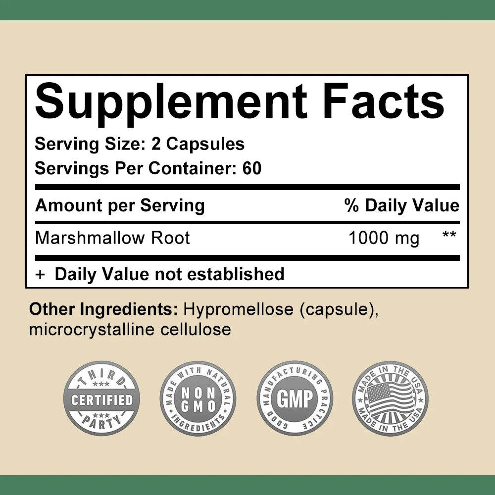 Bunkell MARSHMALLOW ROOT Supplement - Comprehensive Immune System Support, Digestive and Respiratory Health Non-GMO, Gluten-Free