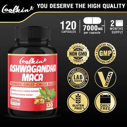 Ashwagandha and Maca Supplements - Supports Natural Health, Energy, Performance and Mood Supplements, Enhances Blood Flow
