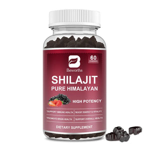 Beworths Shilajit Gummies Organic Mineral Supplements Energy Level, Memory and Focus Support Relieve Stress Overall Health in Pakistan