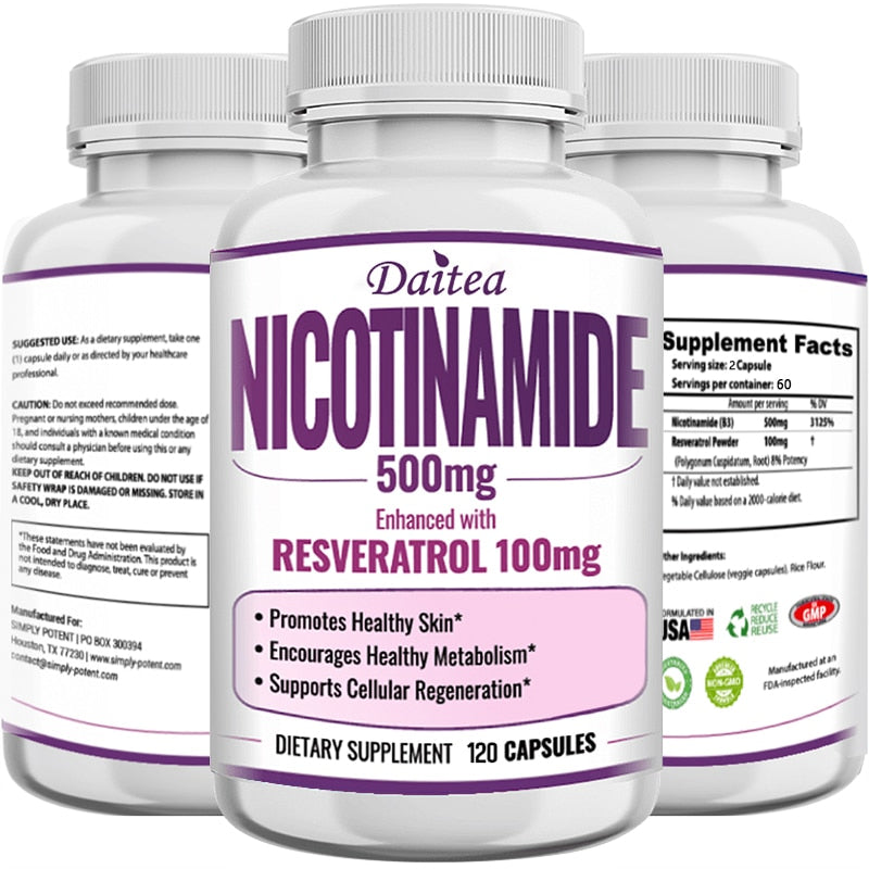 Niacinamide Supplement Supports Skin Health, Metabolism, Cell Regeneration, Brain and Cardiovascular Health and Boosts Immunity