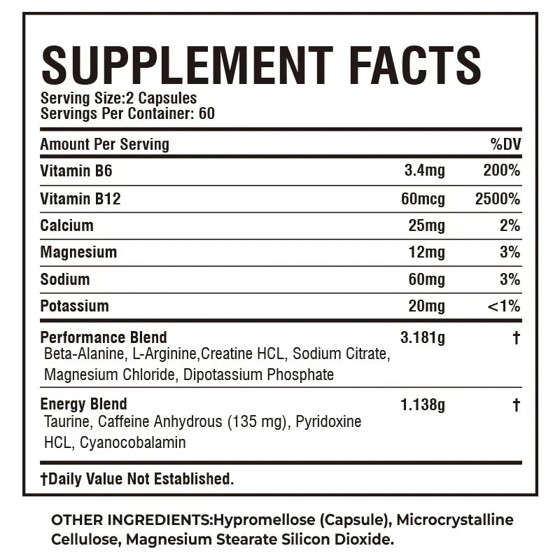 Sport Pre Workout Supplement - Improve Muscle Strength, Boost Energy Levels, Relieve Fatigue, and Maintain Health