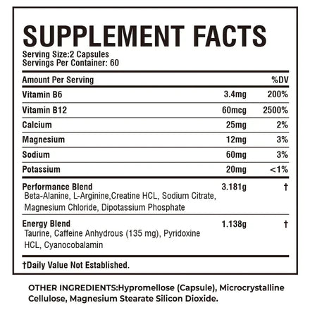 Sport Pre Workout Supplement - Improve Muscle Strength, Boost Energy Levels, Relieve Fatigue, and Maintain Health