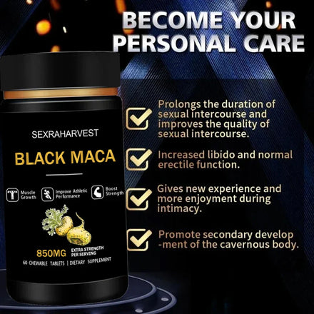 Natural Black Maca Tablet,Maca Capsule for Health,Pen -Is Enlargement,Energy,Endurance Muscle Mass Improve,Maca Root Supplement