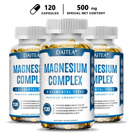 Magnesium Complex Capsules - Bone, Muscle & Heart Health Supplement, Sleep Support,Muscle Relaxation,Stress & Anxiety Relief