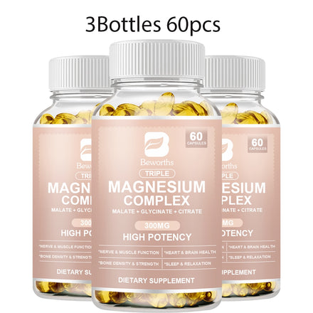 BEWORTHS Magnesium Complex Capsules Bone & Heart Health Supplement, Sleep Support, Muscle Relaxation, Stress & Anxiety Relief