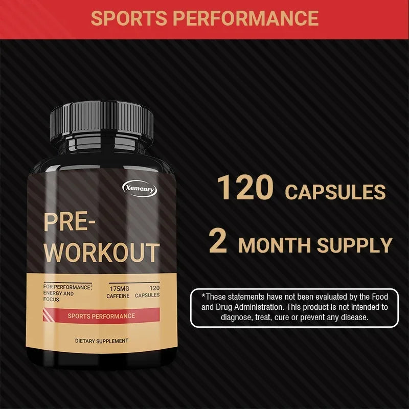 Pre-Workout Supplement - with Creatine Monohydrate, Citrulline - Replenish Energy, Build Muscle, Improve Athletic Performance
