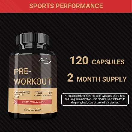 Pre-Workout Supplement - with Creatine Monohydrate, Citrulline - Replenish Energy, Build Muscle, Improve Athletic Performance