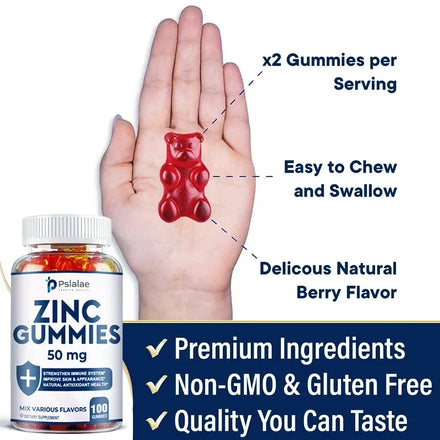 Zinc Gummies - Supports Healthy Skin and Immune System, Boosts Vitality