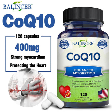 Balincer Coenzyme Q10-400mg - Supports energy production, core and circulatory health - immune support, non-GMO