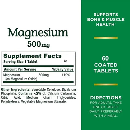 SOOMIIG Magnesium 500 Mg - Mineral Supplement - Supports Bone & Muscle Health, Energy Metabolism, Sleep Quality, 120 Capsules