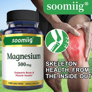 SOOMIIG Magnesium 500 Mg - Mineral Supplement - Supports Bone & Muscle Health, Energy Metabolism, Sleep Quality, 120 Capsules