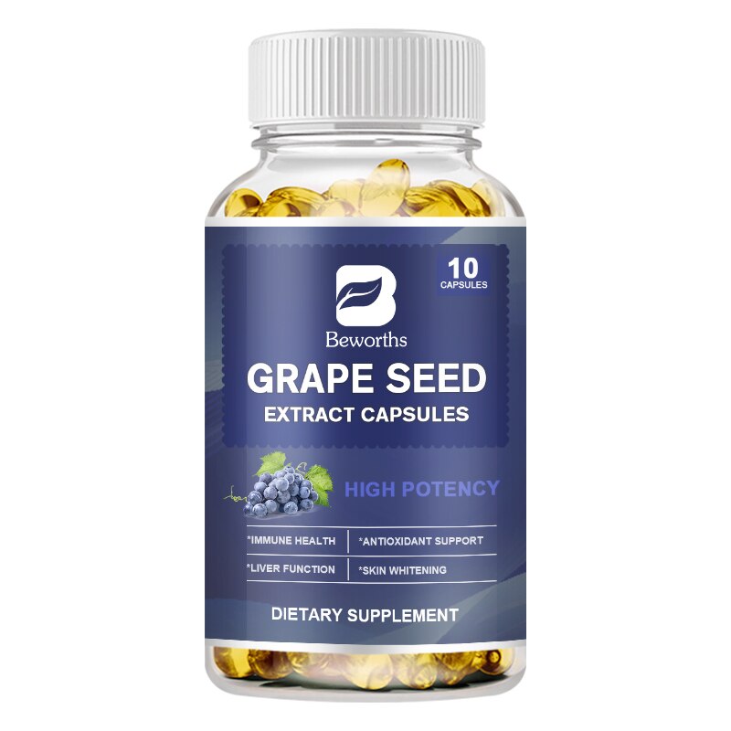 BEWORTHS 120 Pcs Organic Grape Seeds Antioxidants Vitamin E Capsule Antioxidant Anti-Aging Whitening Remove Chloasma Freckle