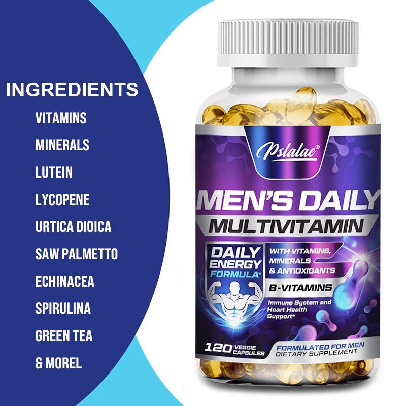 Men's Multivitamin Supplement with Vitamins A, B12, C, D and E for Energy Support and Zinc for Immune Health