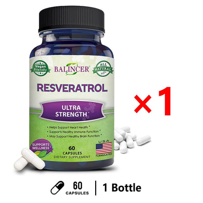 Balincer Resveratrol-Antioxidant Supplement,Trans-Resveratrol for Anti-Aging,Trans-Resveratrol for Heart Health and Fat Burning