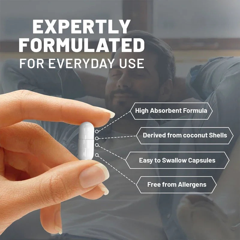 Balincer  Activated Charcoal Capsules - 1,200 Mg To Help Relieve Gas, Bloating and Naturally Detoxify
